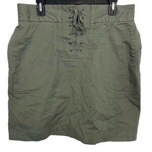 UK STYLE FRENCH CONNECTION Olive Coquette Lace Up Goth Stretch Cotton Skirt 14